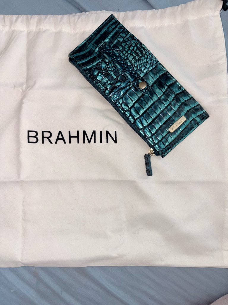 Brahmin Credit Card Wallet In Blue Patina